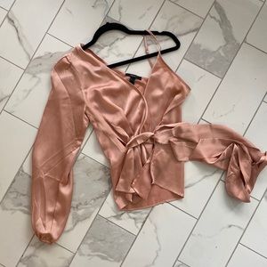 Satin Wrap Top Fashion Trendy Pink F21 Revolve